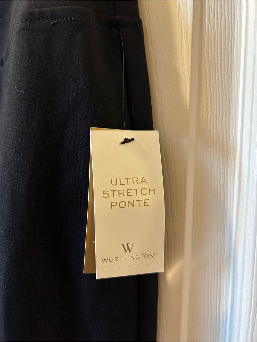 Worthington XL Black Ponte Stretch Pencil Skirt w/Front Slit NWT - Picture 2 of 6